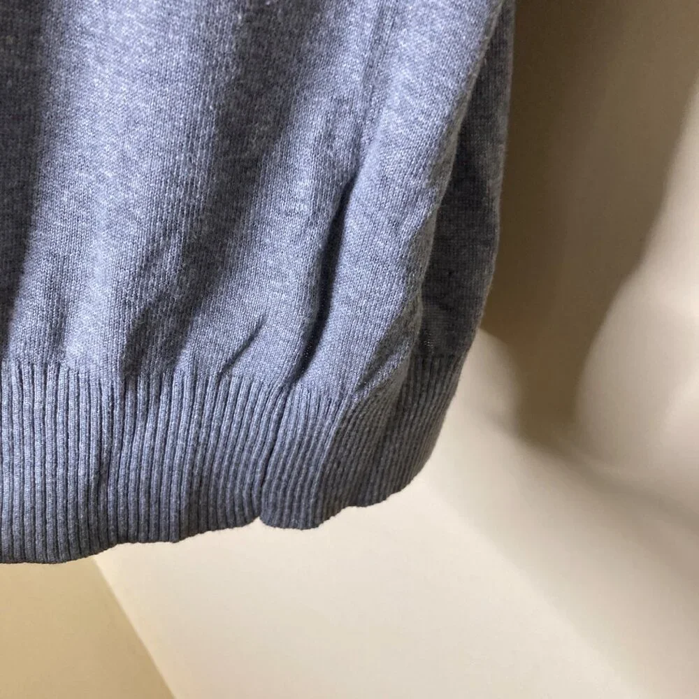 Banana Republic Sweater Mens Medium Silk Linen Gray Long Sleeve V-Neck Preppy